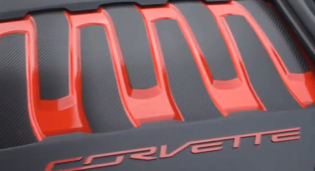 C7 Corvette Stingray, Decals, Engine Graphics, 8 pcs, Center Section, Black Carbon Fiber